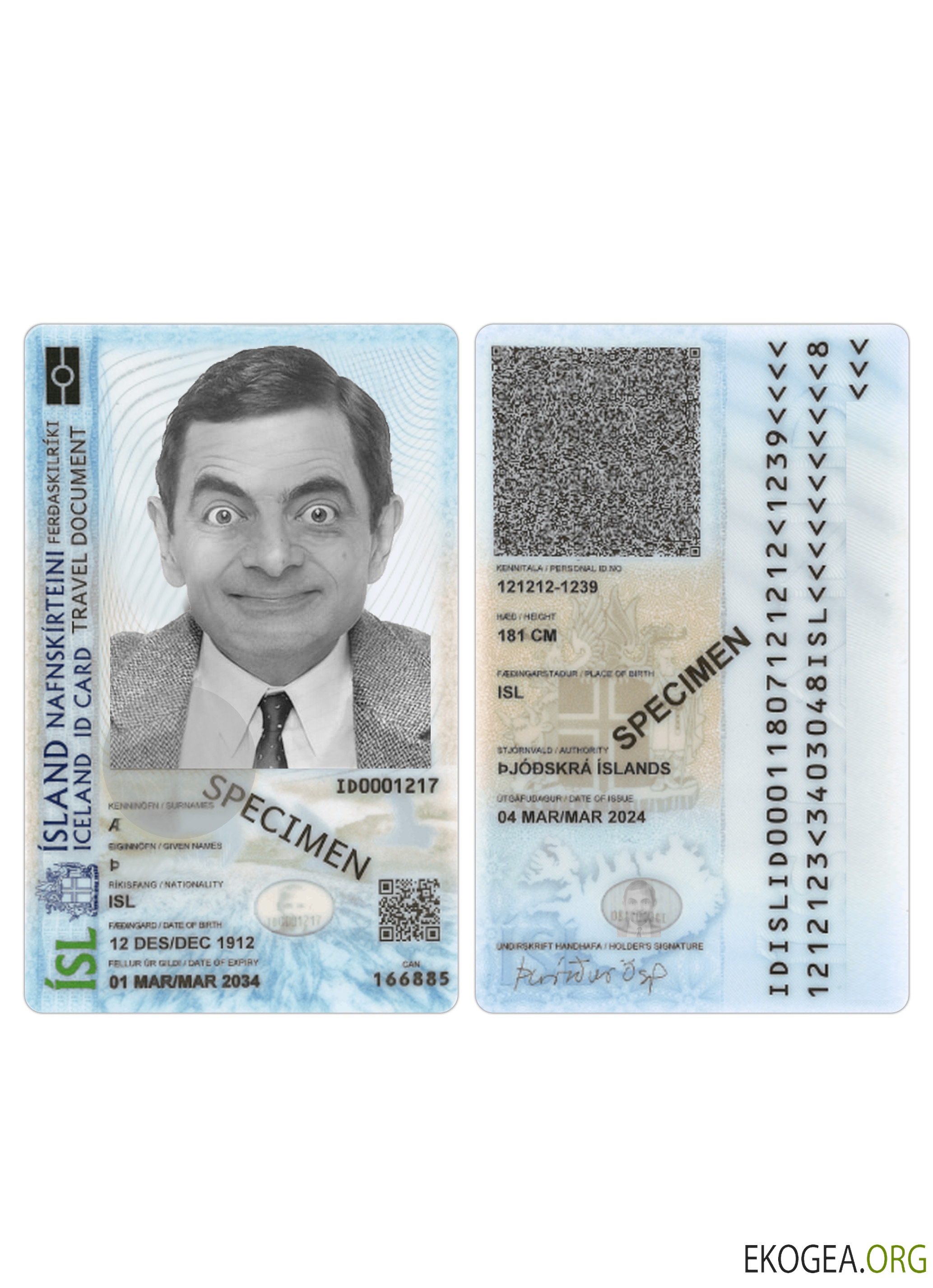 Carte d'identité islandaise 2024 présent